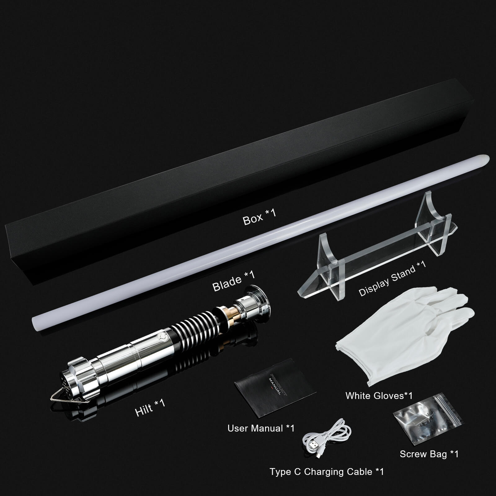Luke EP6 metal lightsaber package set and accessories