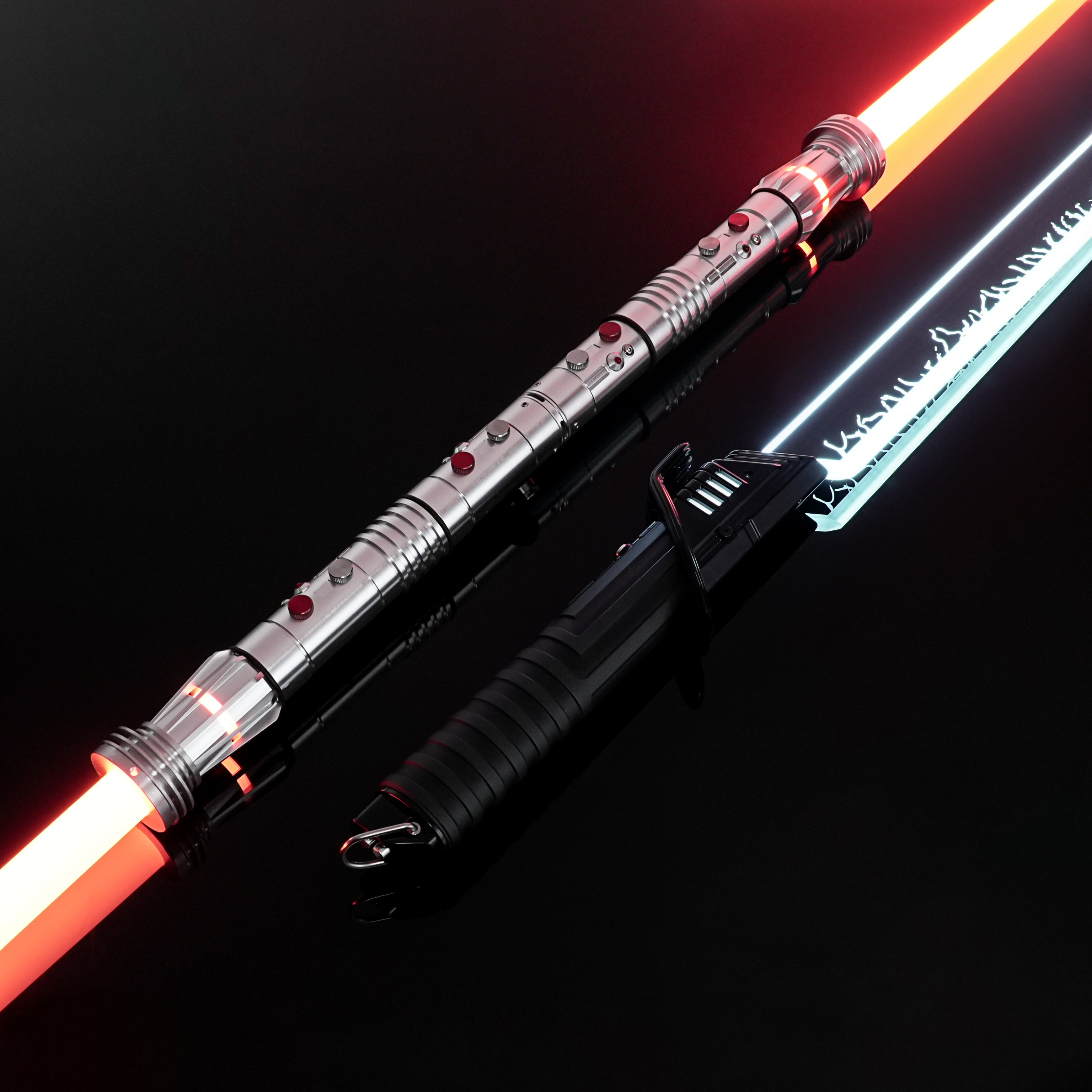Mandalorian Darksaber and Darth Maul double-bladed Neopixel lightsaber bundle