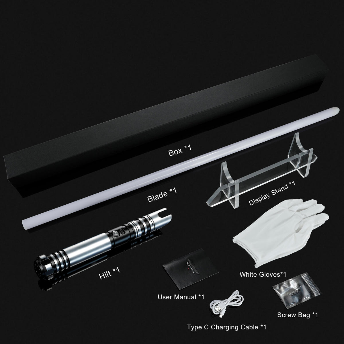 Heavy Dueling Lightsaber Package Includes Hilt, Blade, Stand, and Accessories