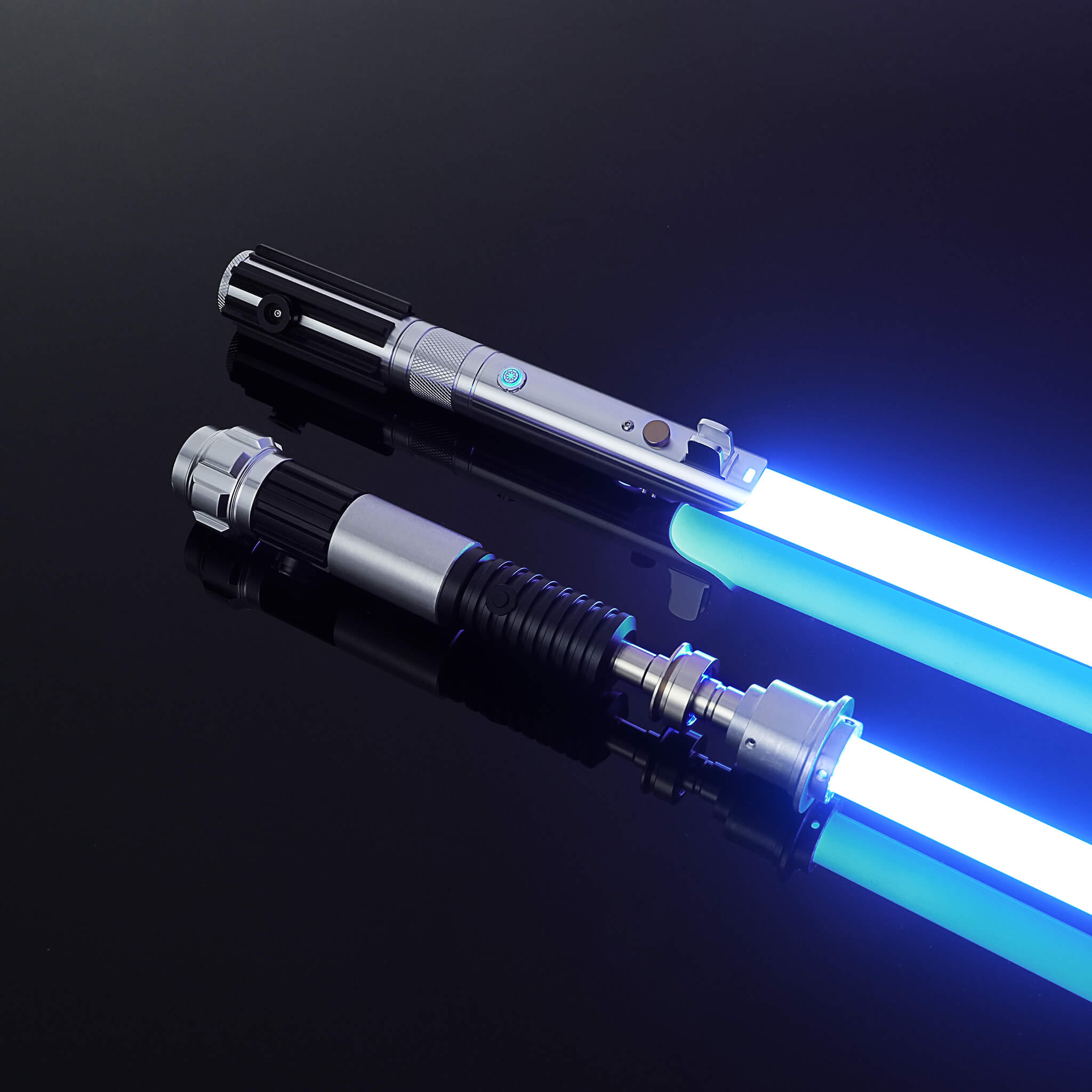 LIGHTSABER® OBI & ANI Bundle - The Legacy of Hero: Two premium replica lightsabers with customizable infinite blade colors, featuring high-quality hilts