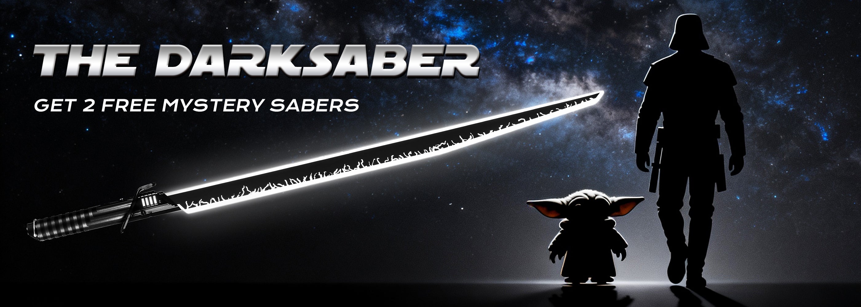 Darksaber promotional banner featuring The Darksaber lightsaber- LIGHTSABER.COM Banner