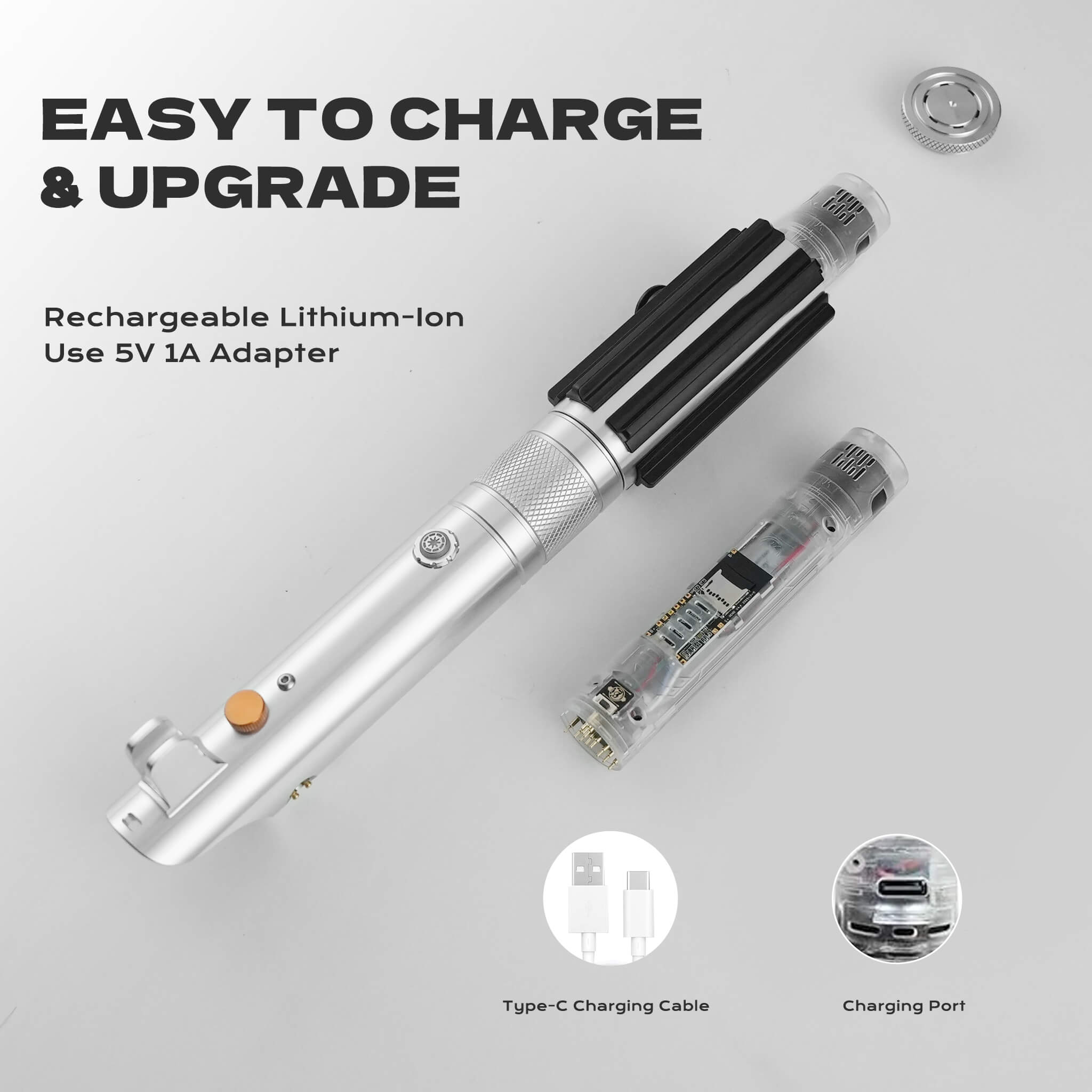 Anakin Skywalker saber USB charging and hilt detail - Easy upgrade