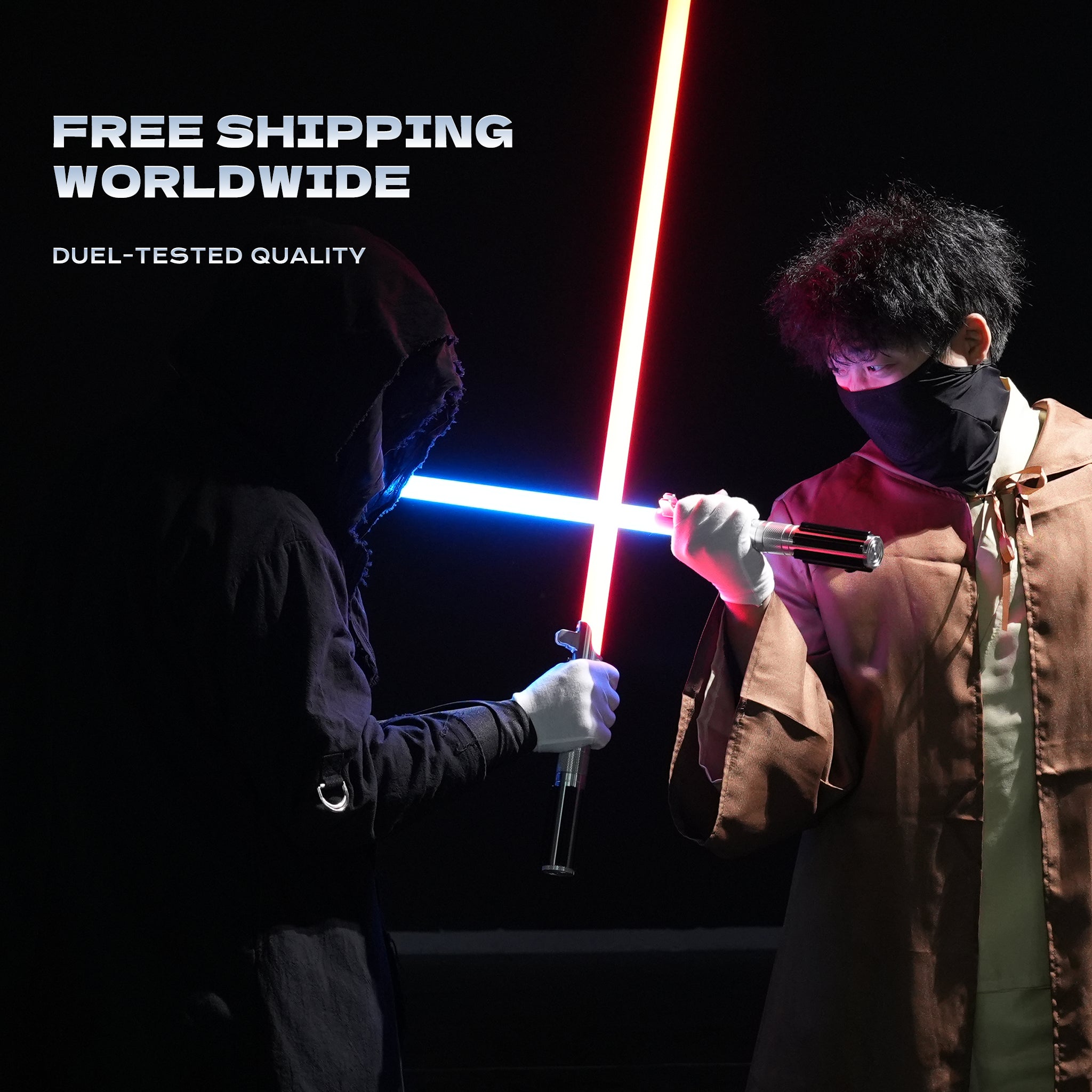 Two duelists clashing with Anakin Skywalker metal hilts - Combat ready