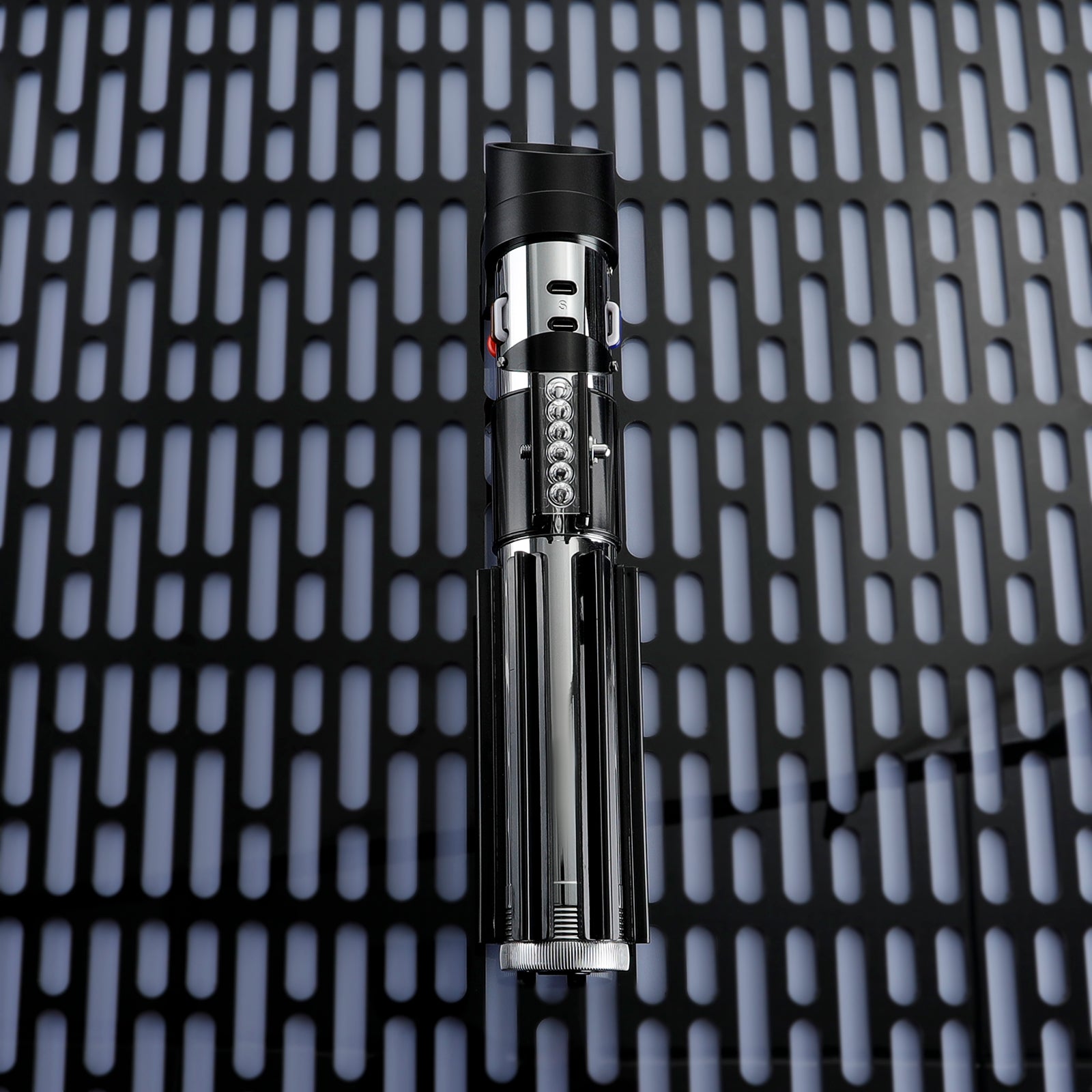 Darth Vader Lightsaber Hilt Close-Up, Textured Grip & Ergonomic Design for Comfortable Handling - Lightsaber.com