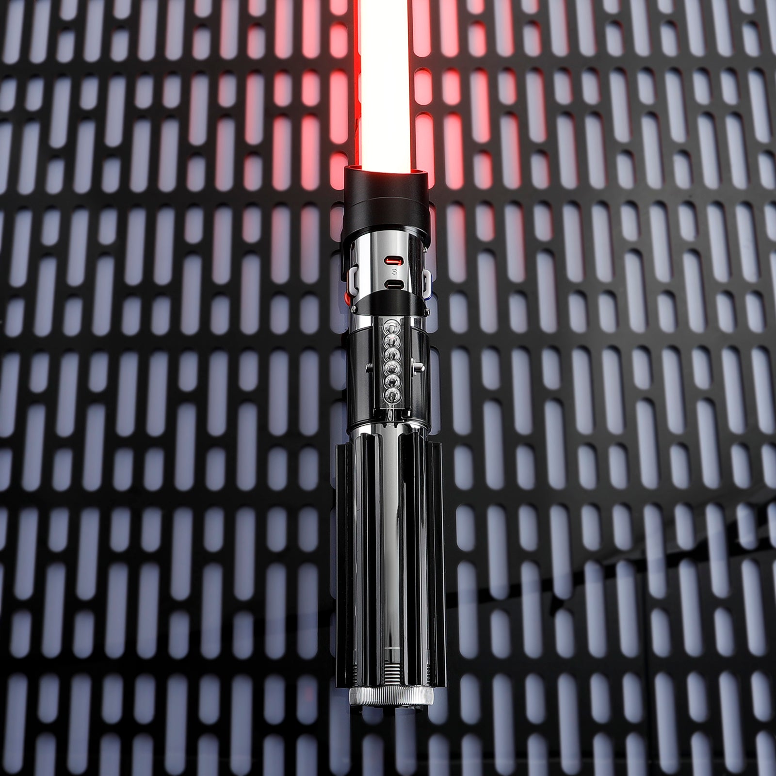 Darth Vader Lightsaber Side View, Aerospace Aluminum Hilt & Precision Engineering