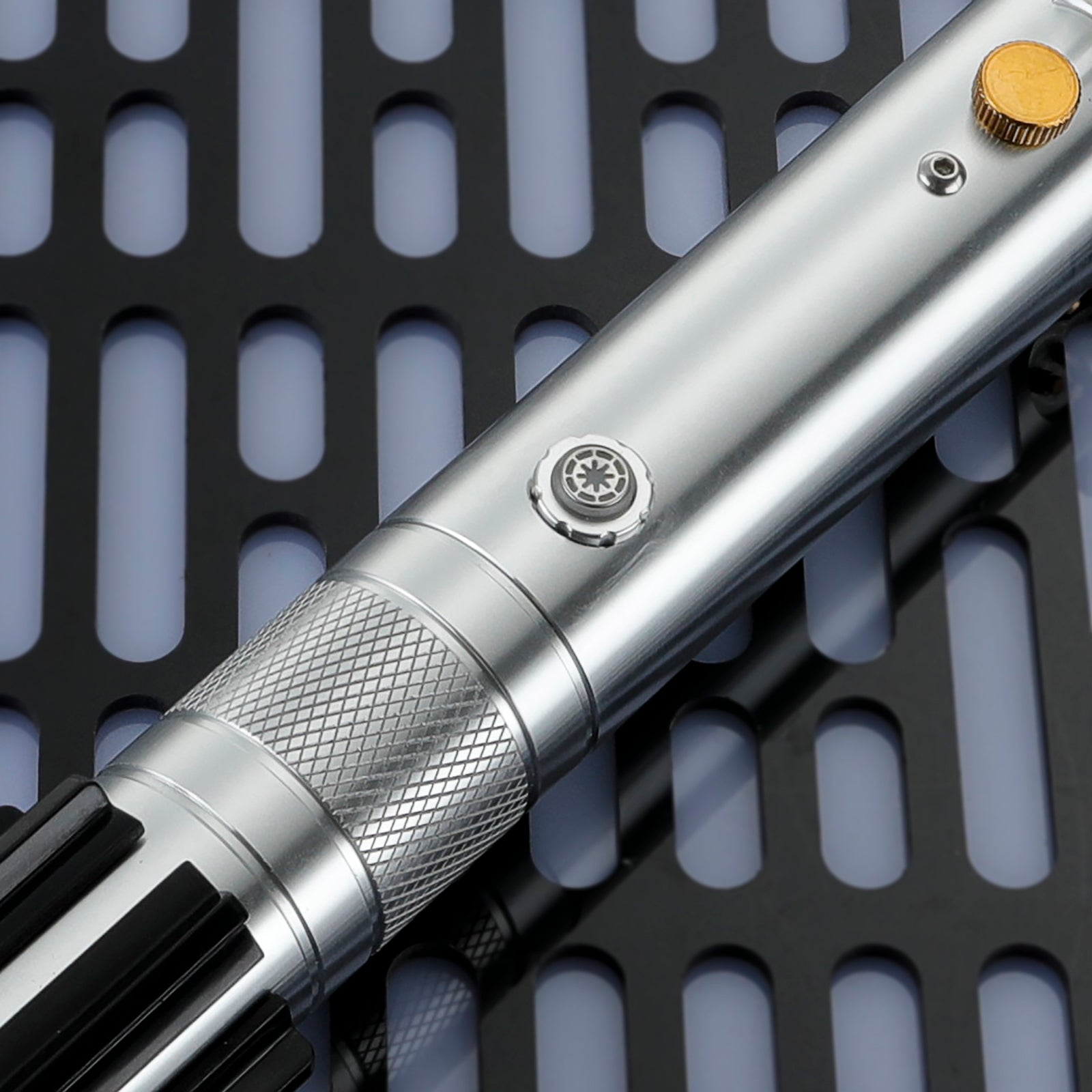 Close-up of Anakin Skywalker’s lightsaber hilt