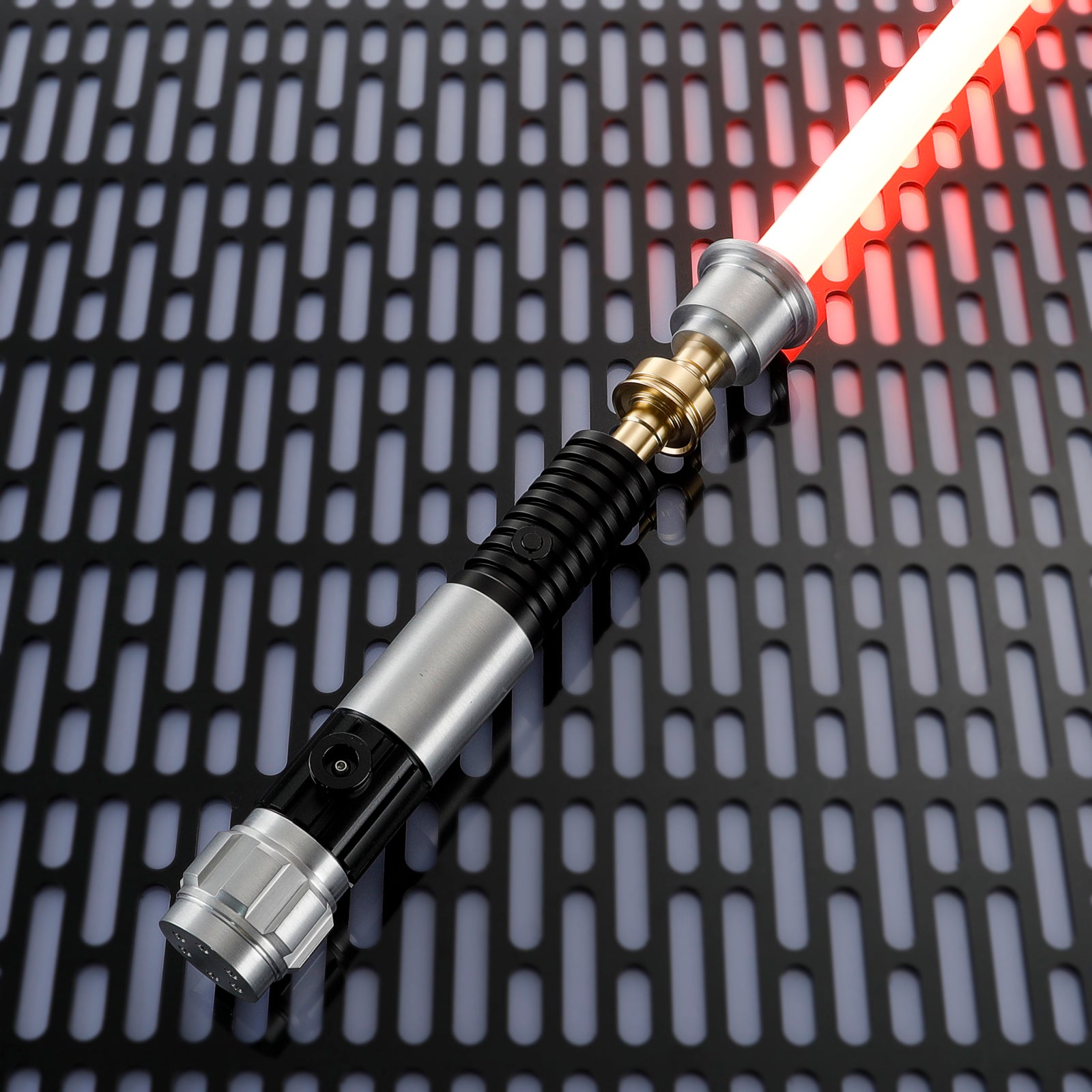 Obi-Wan Kenobi’s lightsaber hilt with illuminated red blade