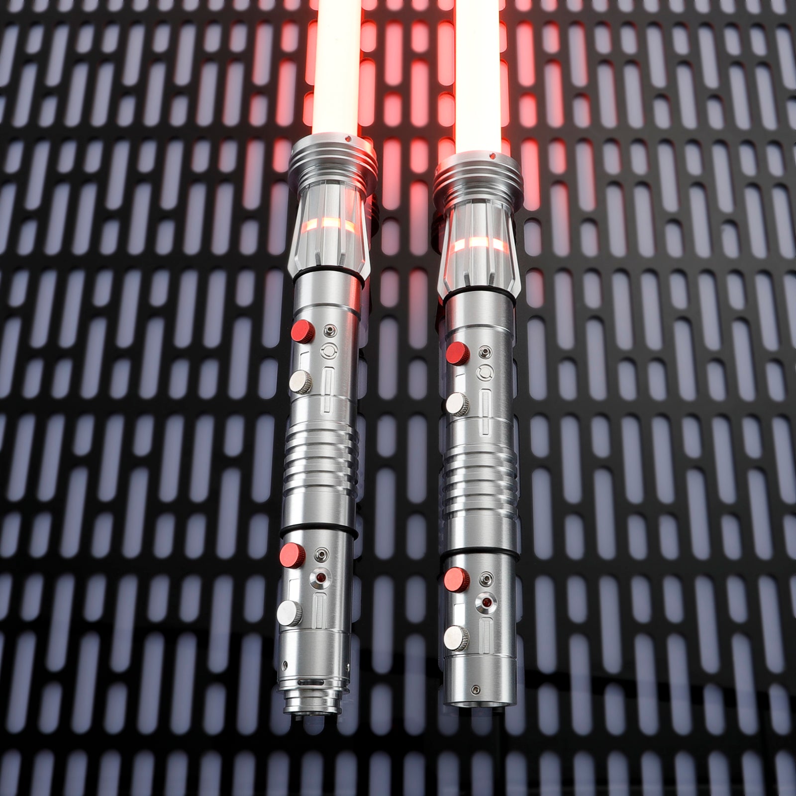 Darth Maul Lightsaber Silver Hilts Dual Blades Ignited