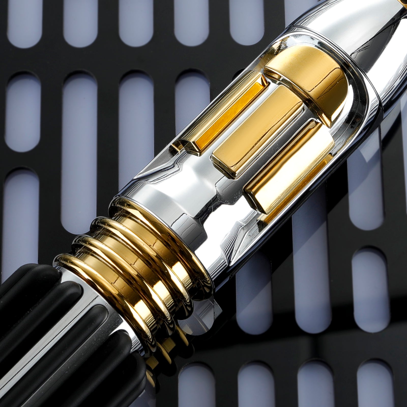 Stress-testing Mace Windu Saber combat-ready blade with heavy-grade polycarbonate durability
