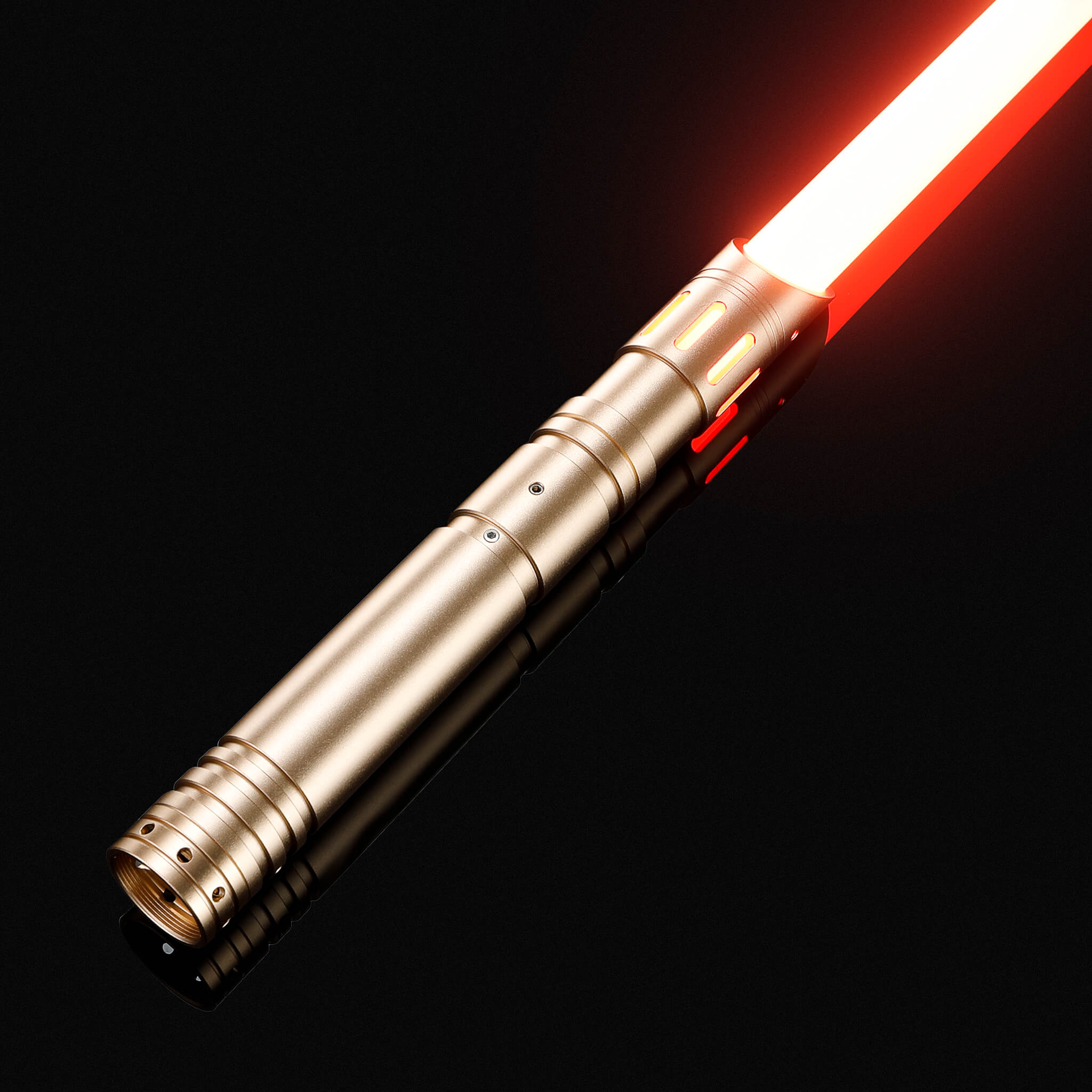 Premium elite gold metal hilt light saber featuring high-brightness red combat light