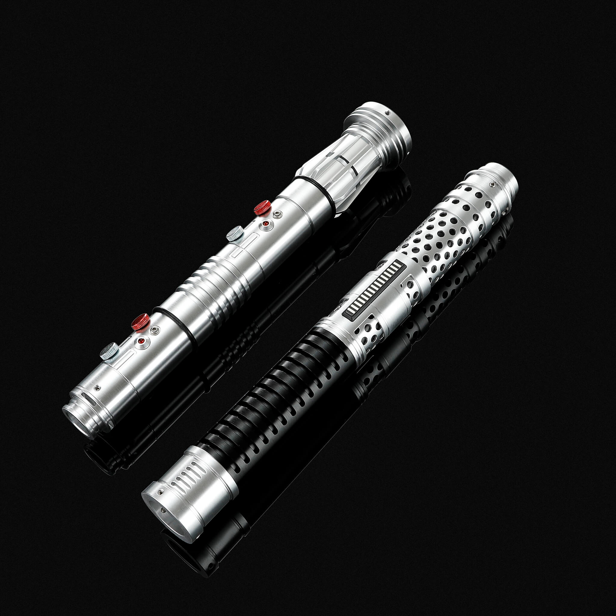 Pair of custom metal saber hilts for dual wielding