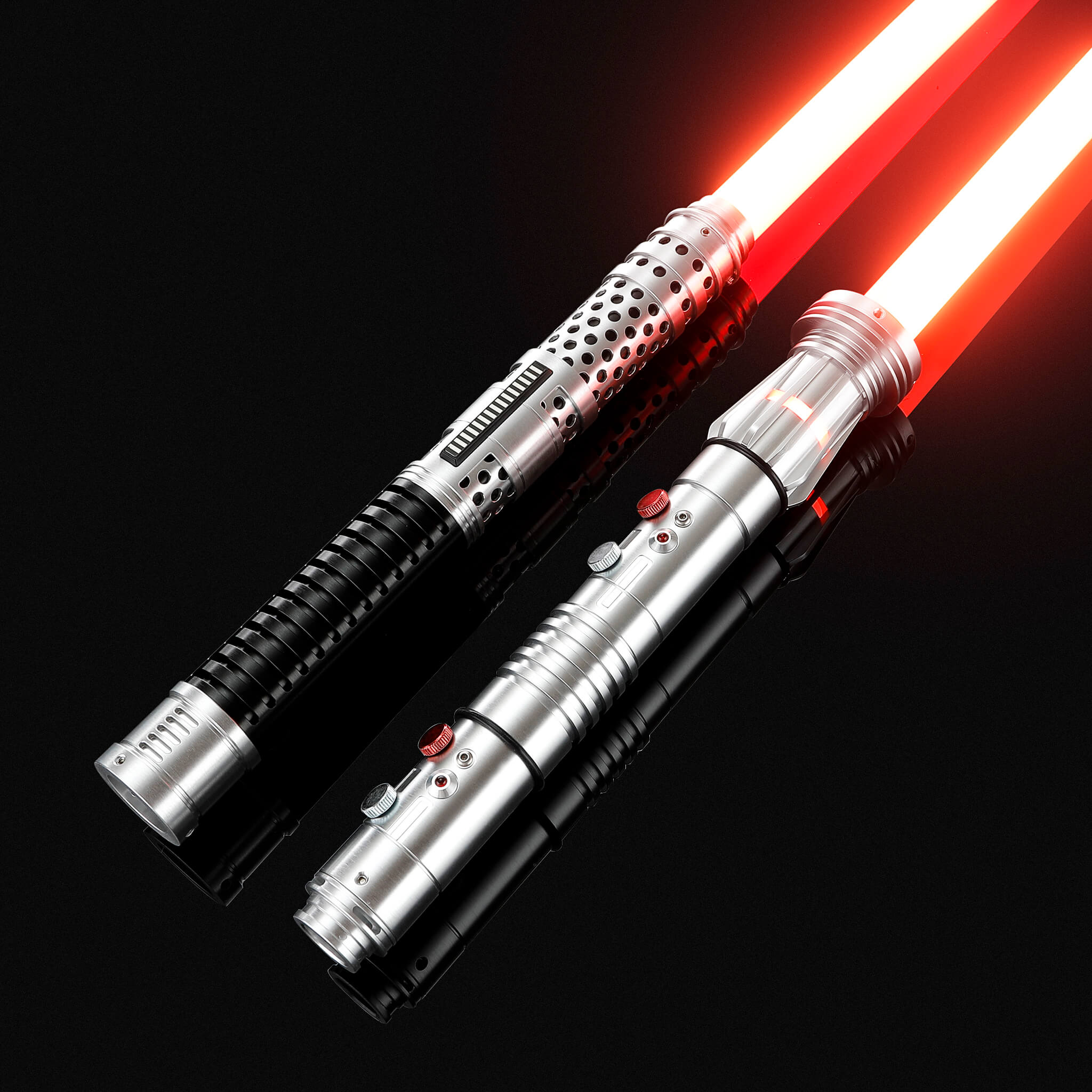 Maul and Ventress double bladed lightsaber staff with glowing red pixel blades