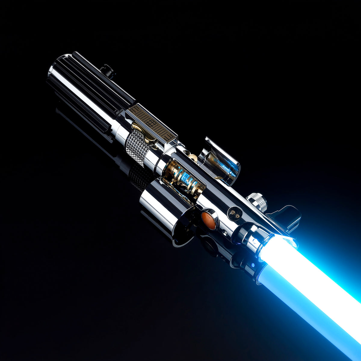 Ani EP3 metal saber hilt with illuminated blue pixel blade