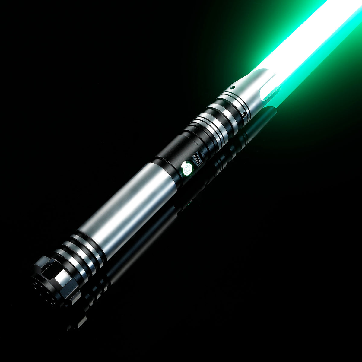 Heavy Dueling Metal Hilt Lightsaber Illuminated in Green