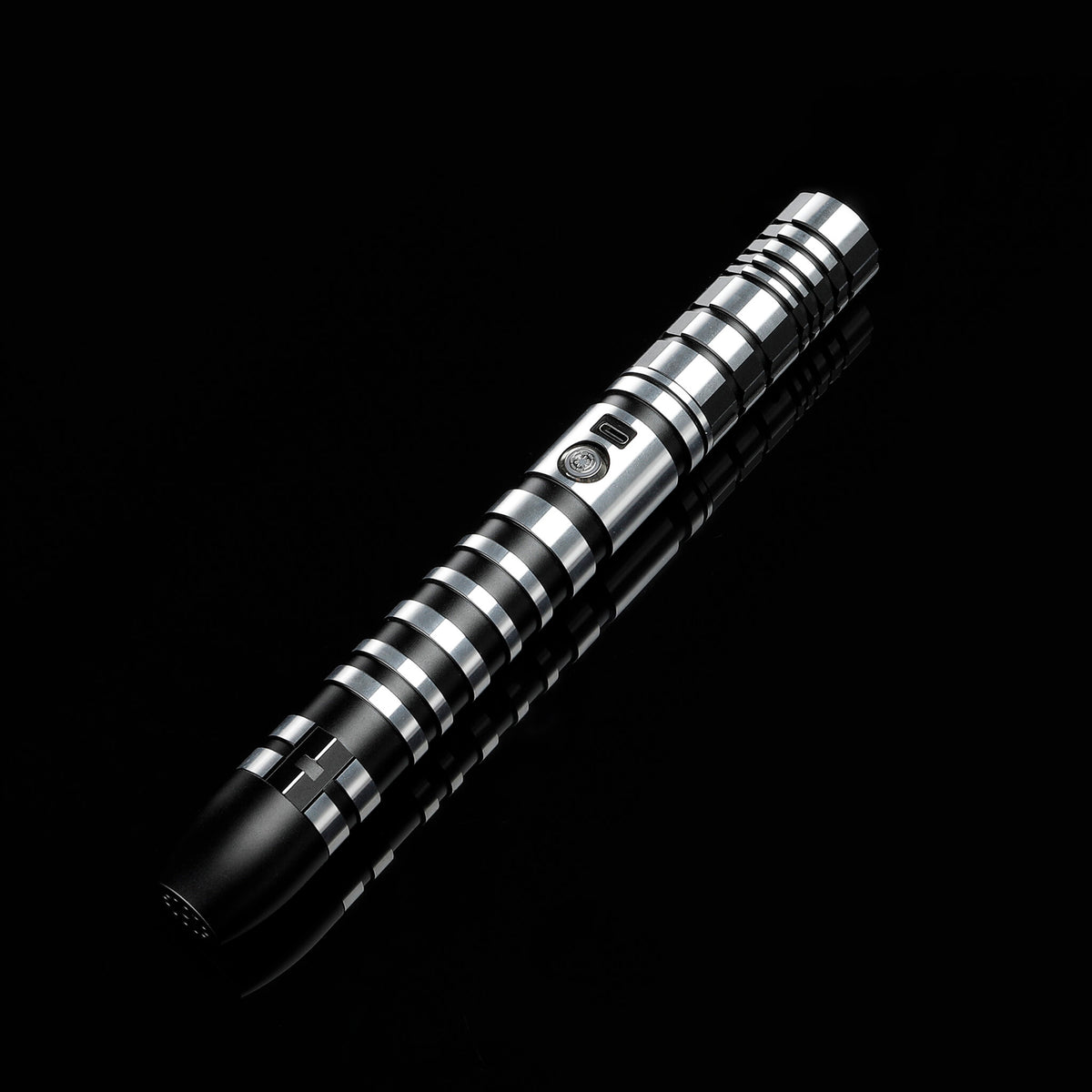 Black aircraft-grade aluminum hilt dueling lightsaber