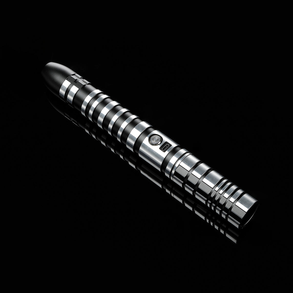 Durable metal hilt combat lightsaber side view