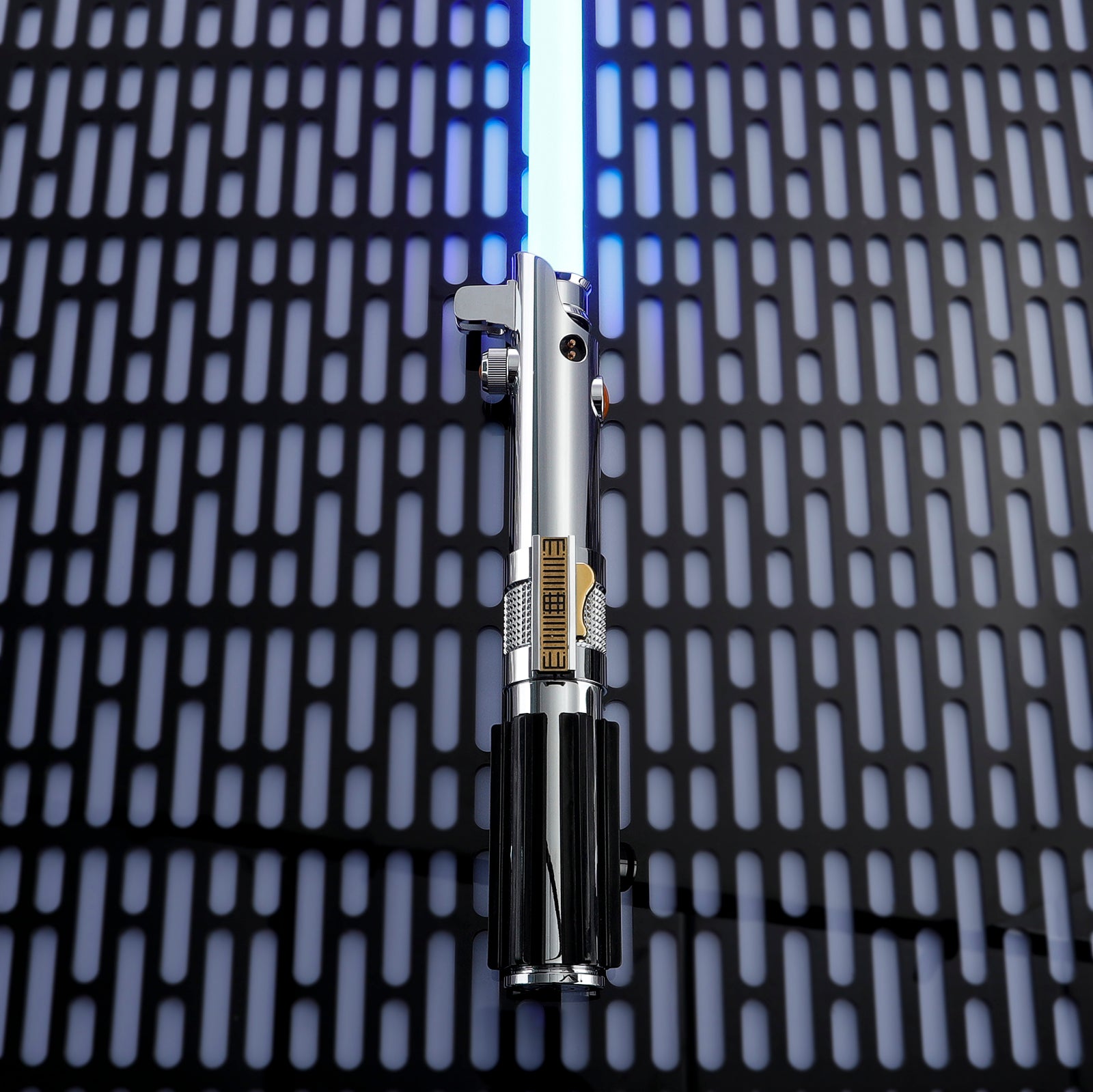 LIGHTSABER® Anakin EP3 Saber Heroic Blue PIXEL Blade with chrome hilt and Clone Wars-era design