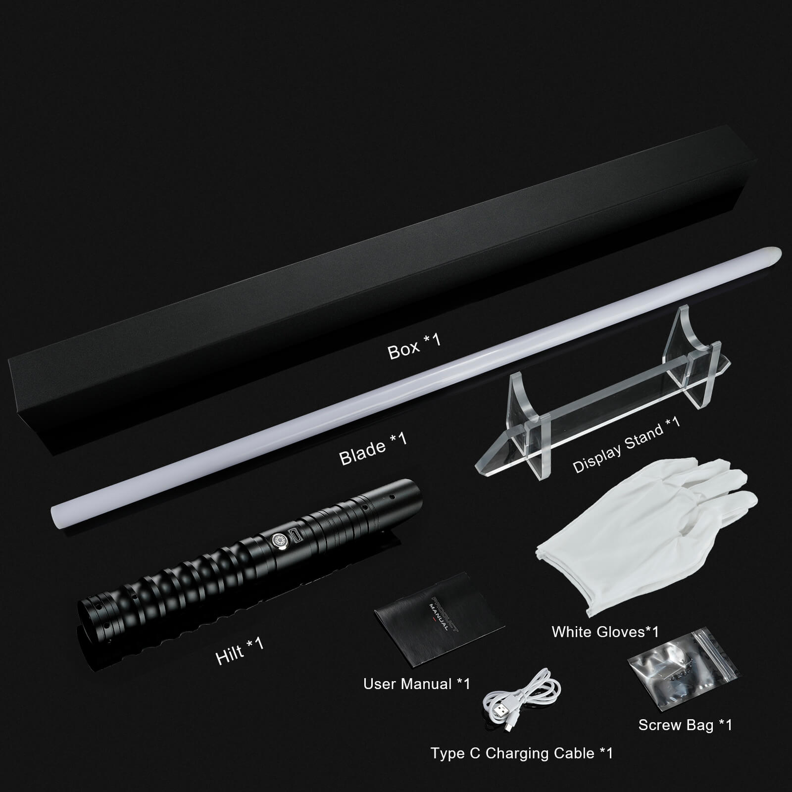 Complete package kit for heavy dueling lightsaber with blade and accessories