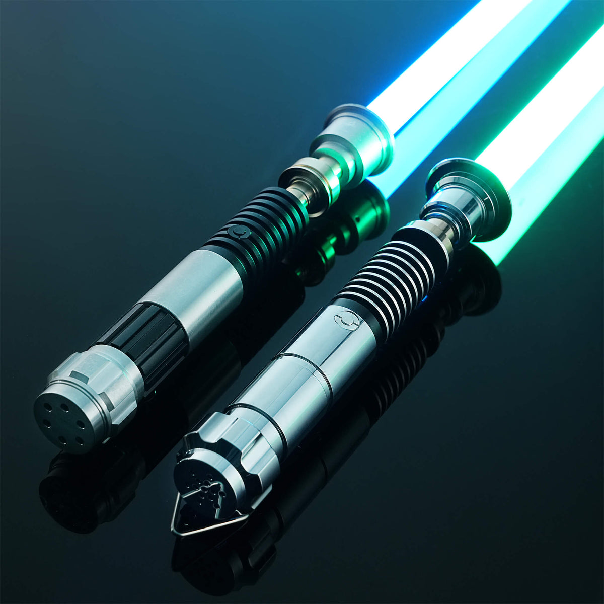 Obi-Wan and Luke EP6 lightsabers bundle set with glowing blue and green blades