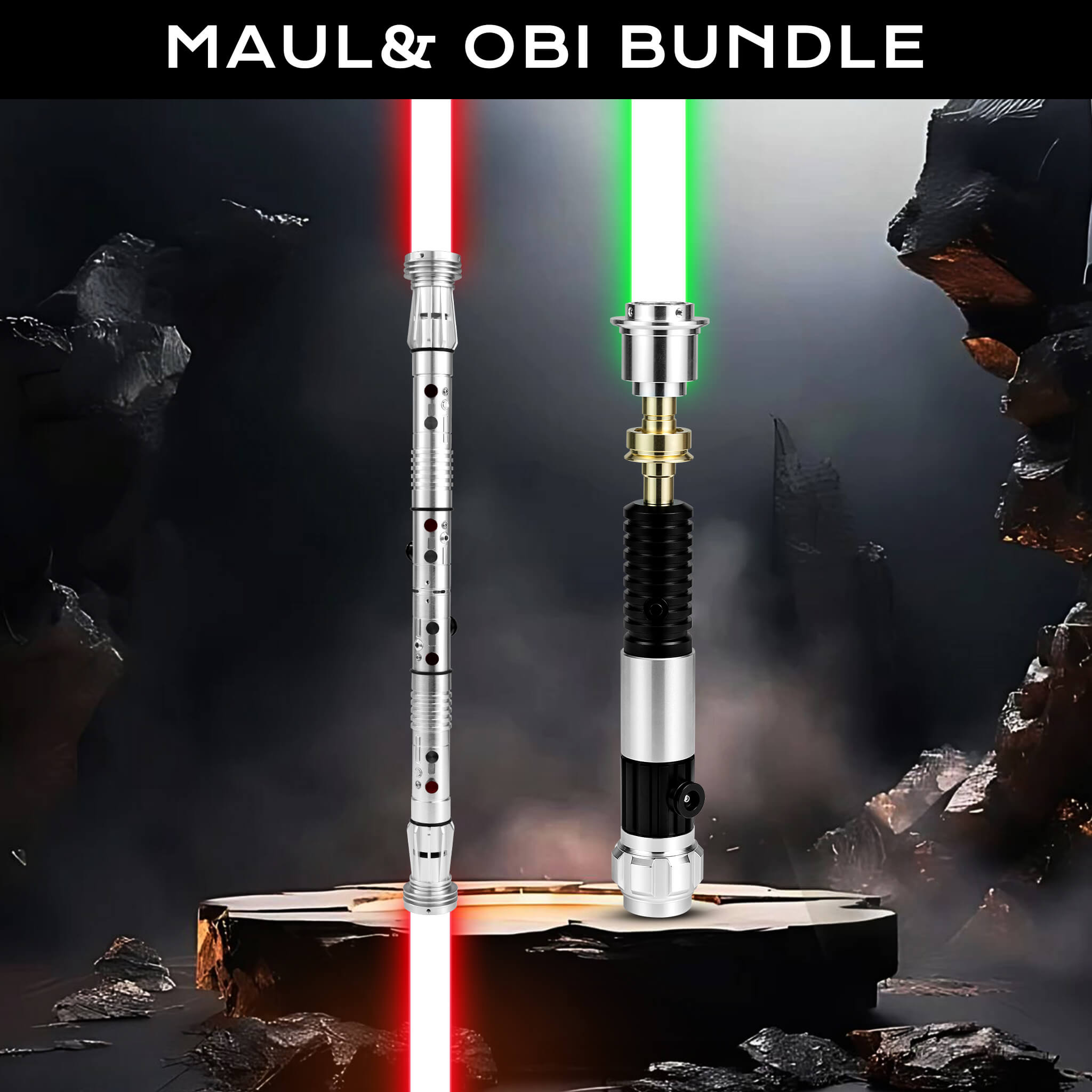 Darth Maul and Obi-Wan Kenobi lightsaber bundle featuring a double-bladed  saber and metal saber hilt
