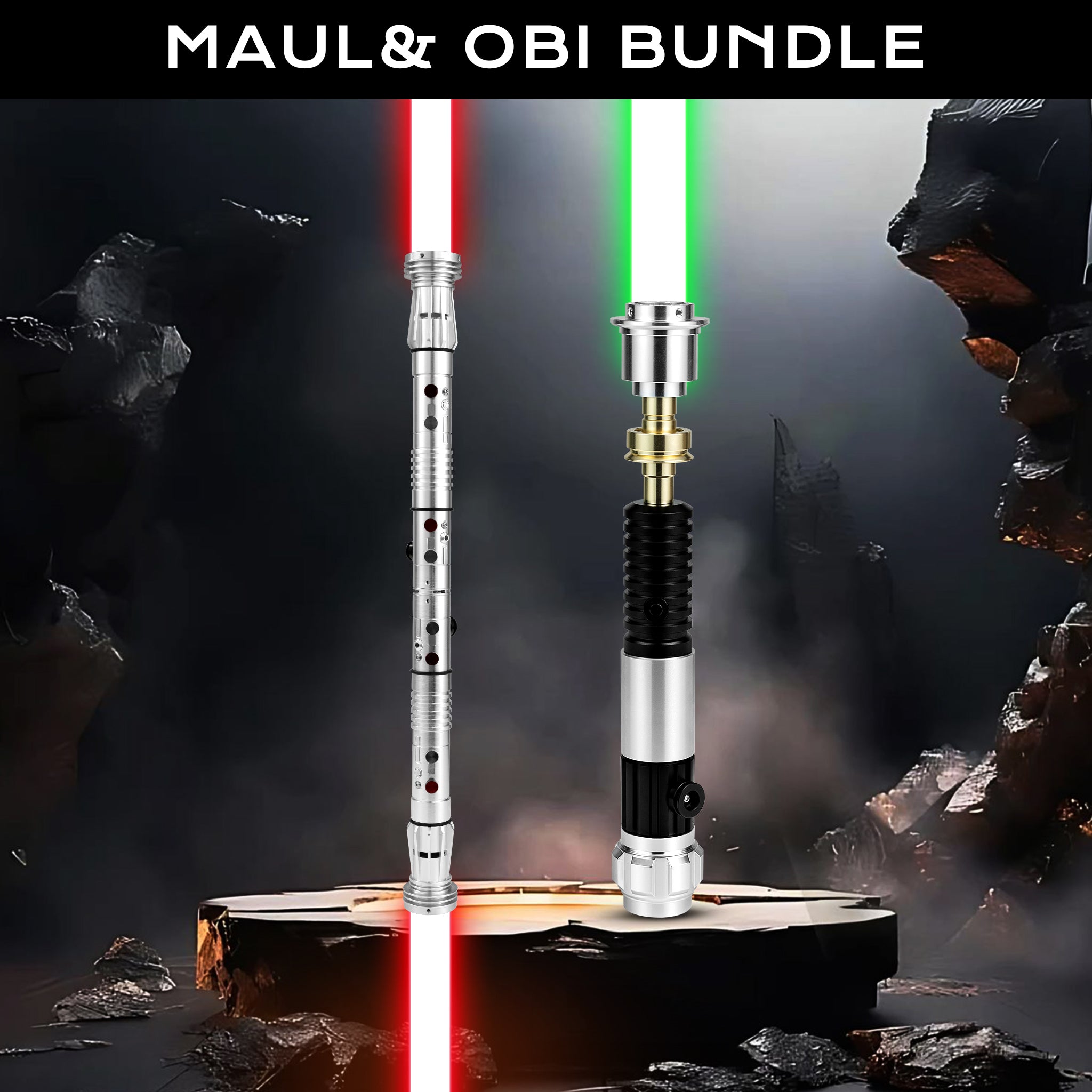 Darth Maul and Obi-Wan Kenobi lightsaber bundle featuring a double-bladed  saber and metal saber hilt