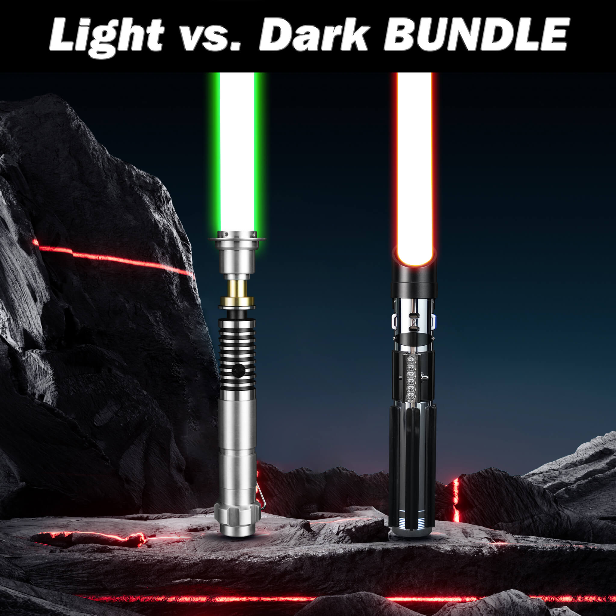 Light vs Dark Lightsaber Bundle - Luke Skywalker and Darth Vader Inspired Sabers with Duel Ready Blades