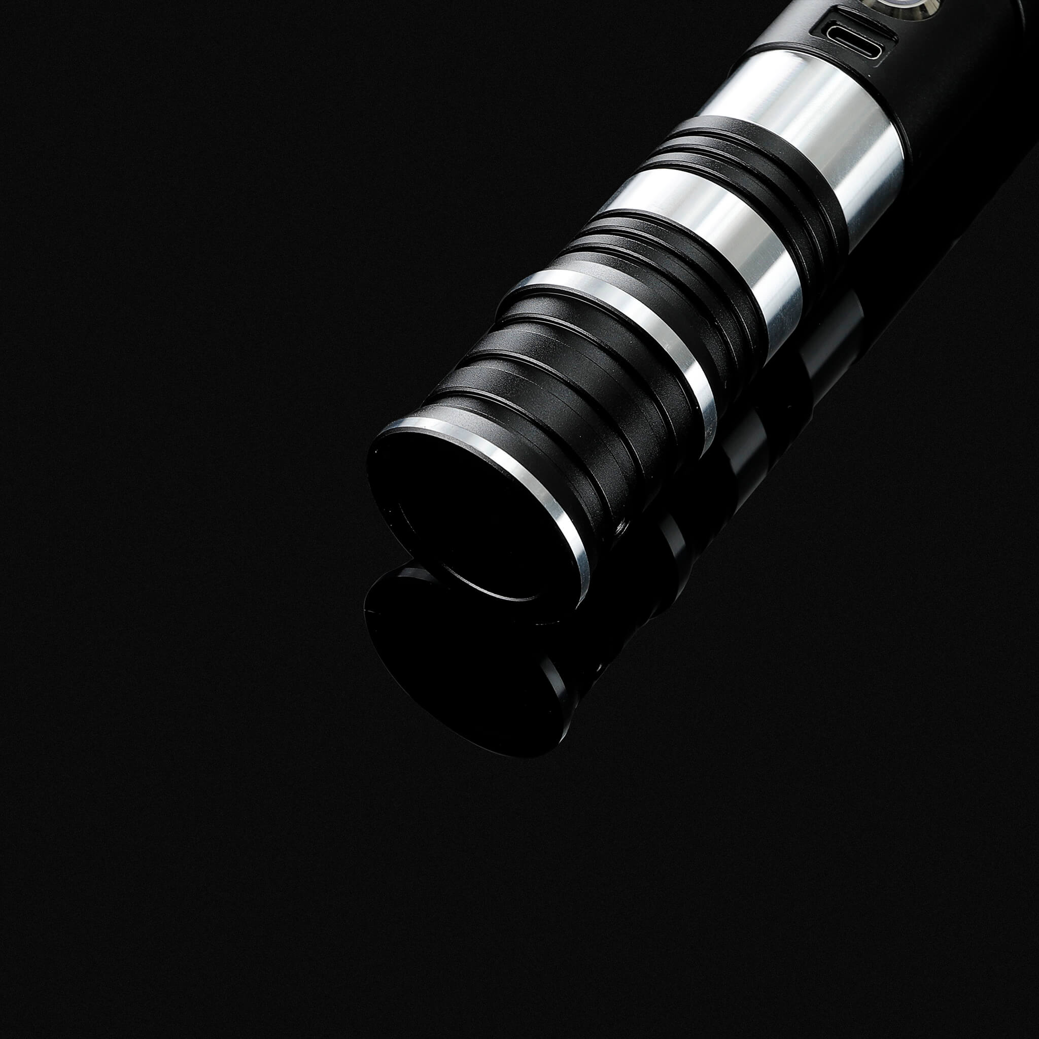 Precision CNC machined ribbed grip section of an aircraft grade aluminum combat saber
