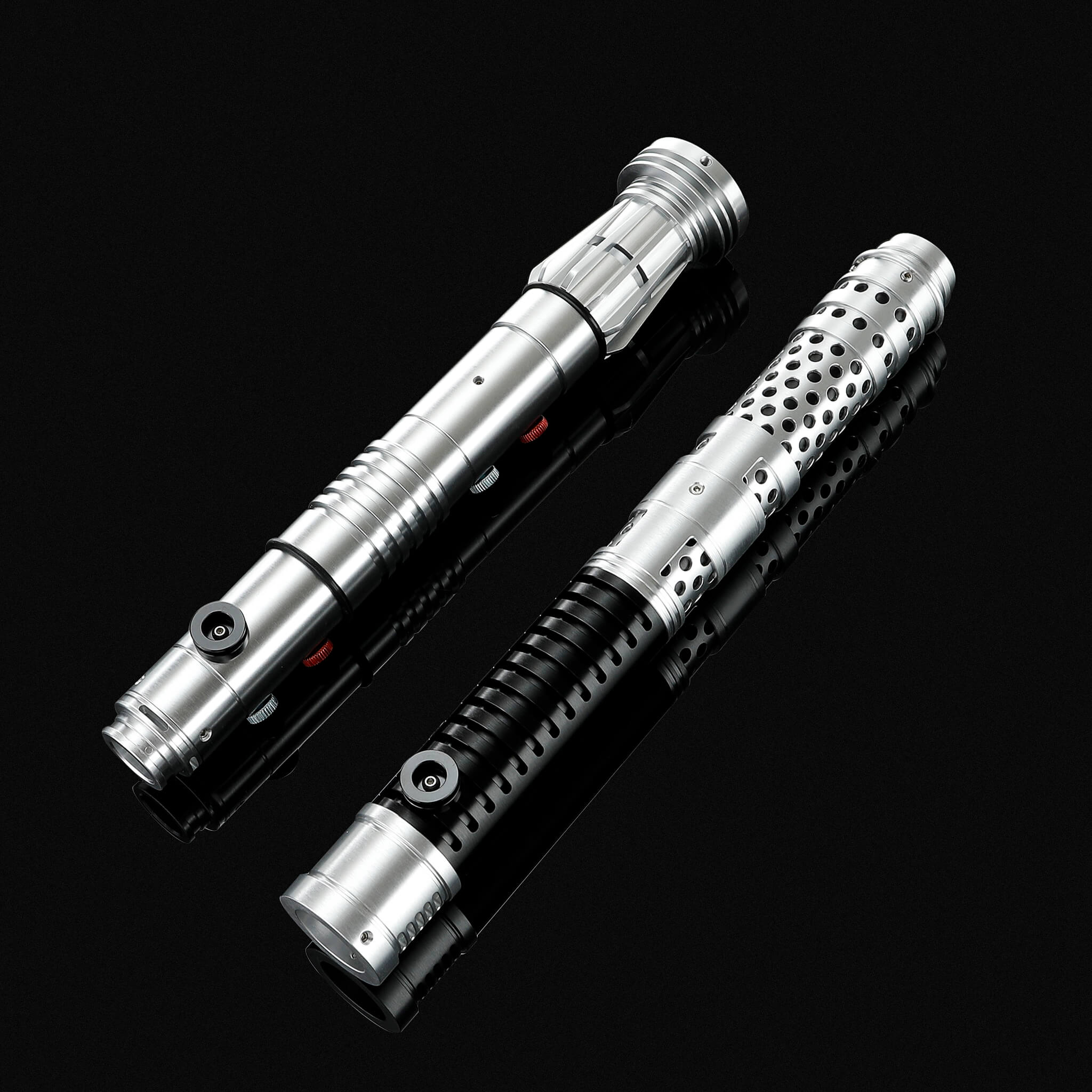 Aerospace aluminum hilts for Maul and Ventress saberstaff