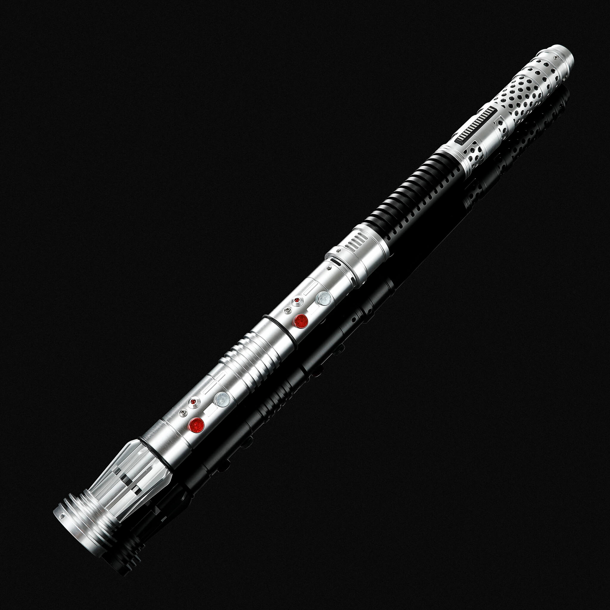 Assembled full length metal saberstaff connected with coupler
