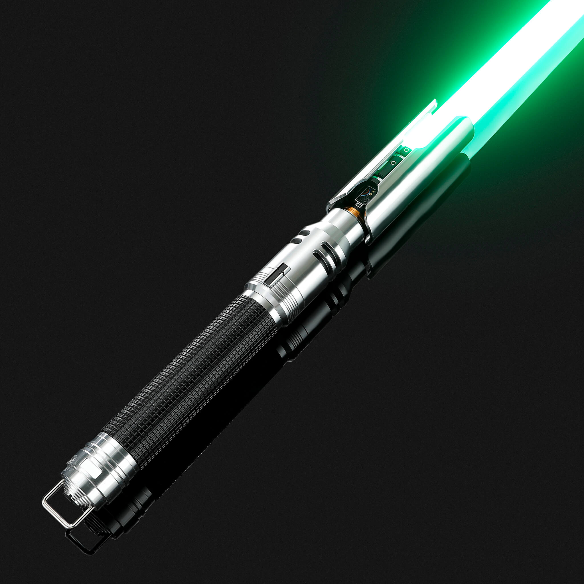 Fallen Cal metal lightsaber bright green light effect