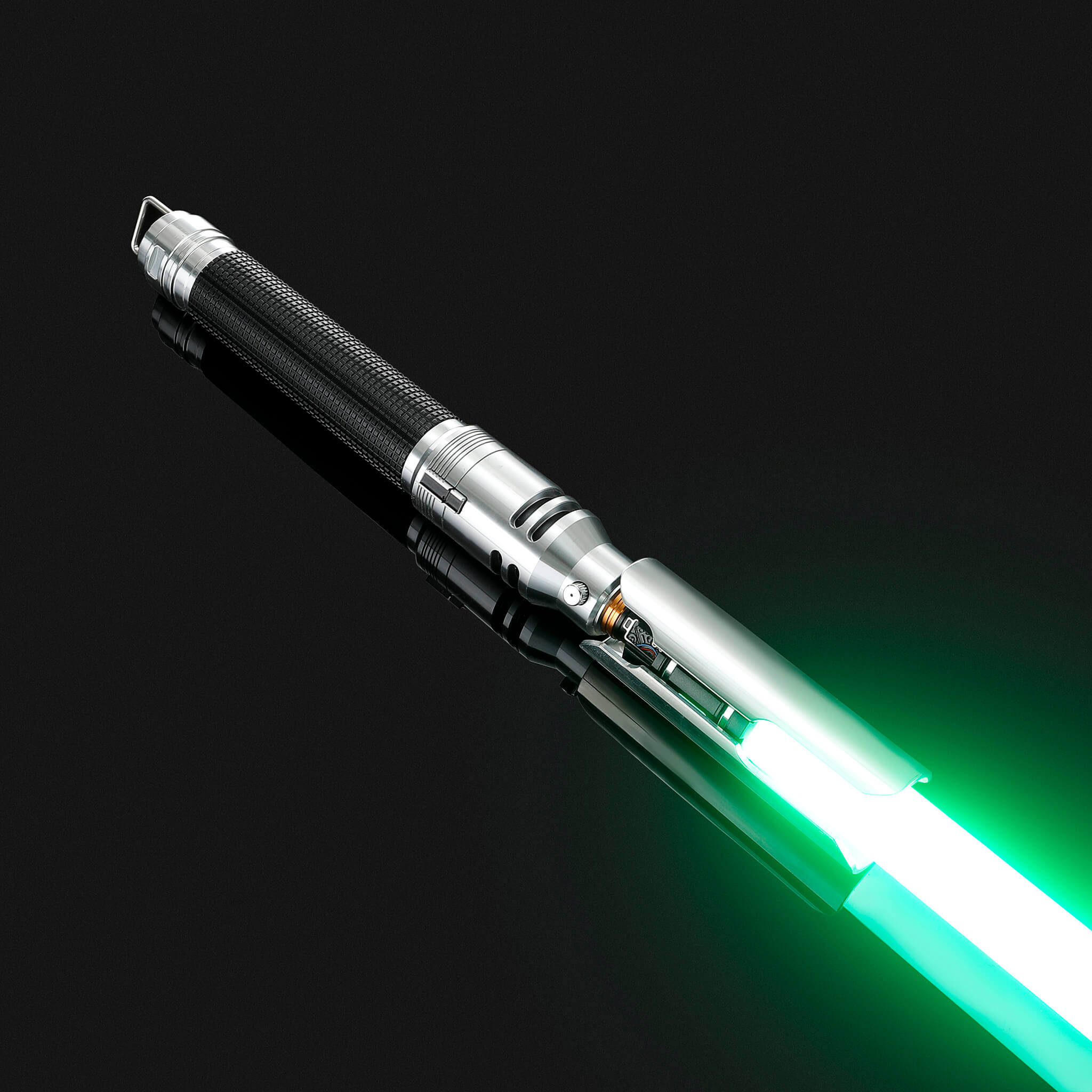 Fallen Cal metal lightsaber glowing green saber