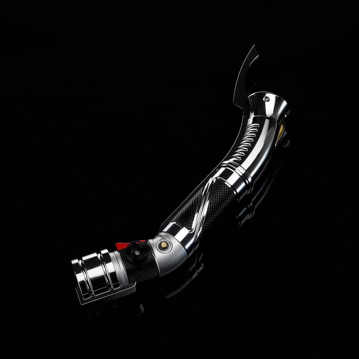 High shine metal alloy curved handle of Dooku replica lightsaber