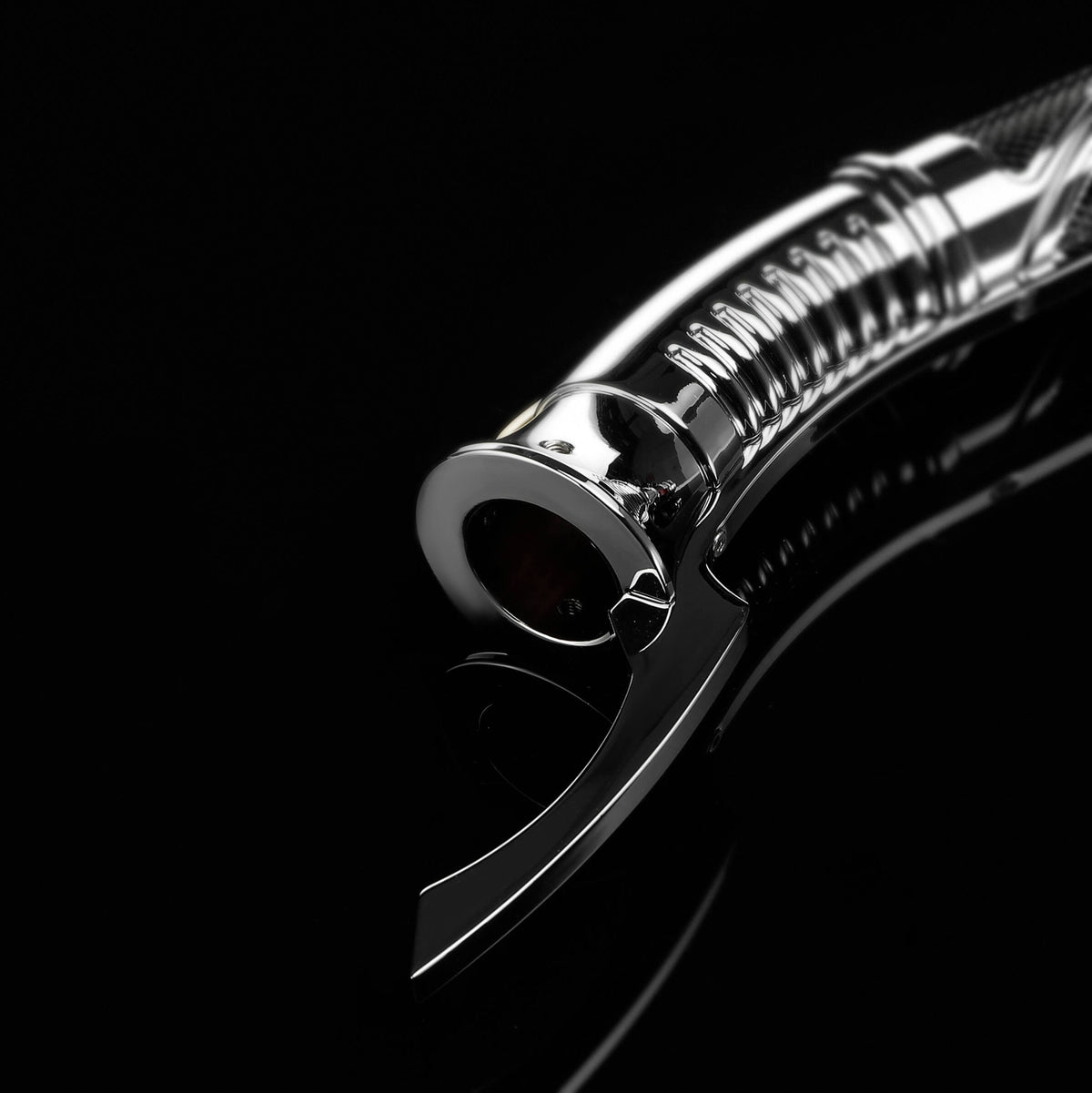 Inner curve texture and trigger button on Dooku metal saber handle