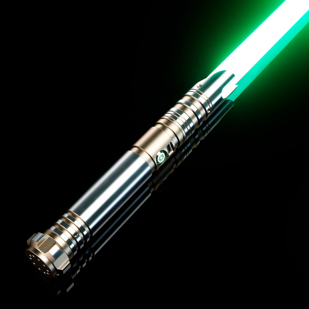 Gold Metal Hilt Heavy Dueling Lightsaber with Green Blade