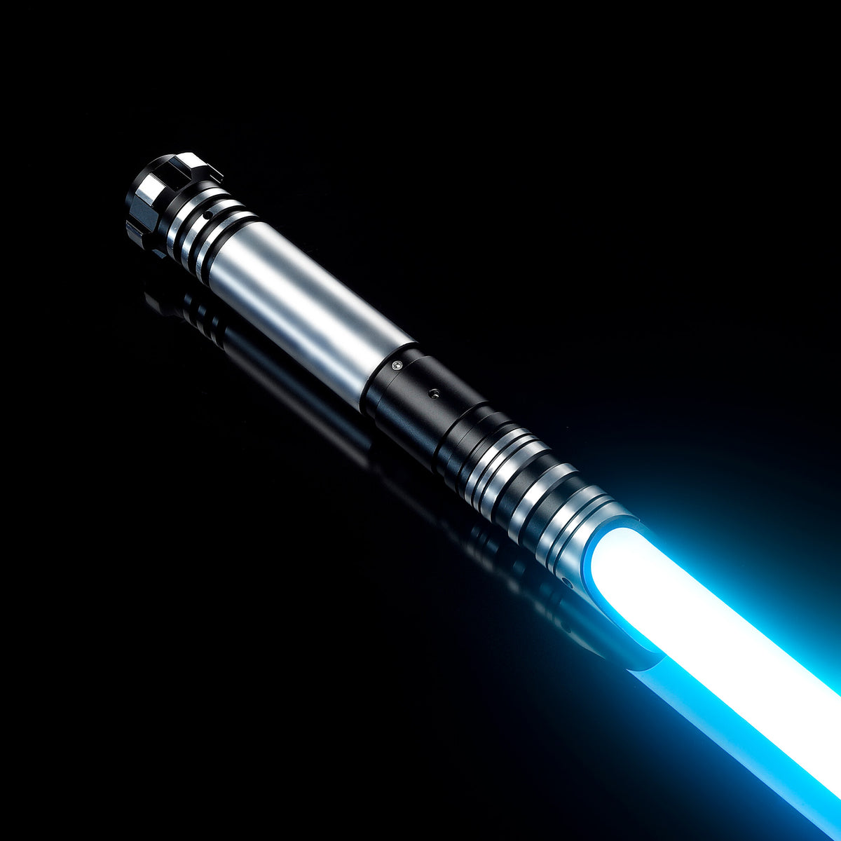 Black Metal Hilt Lightsaber with Bright Blue Blade Effect